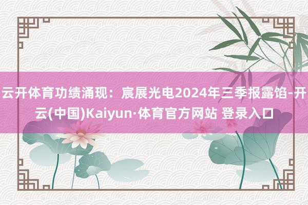云开体育功绩涌现：宸展光电2024年三季报露馅-开云(中国)Kaiyun·体育官方网站 登录入口
